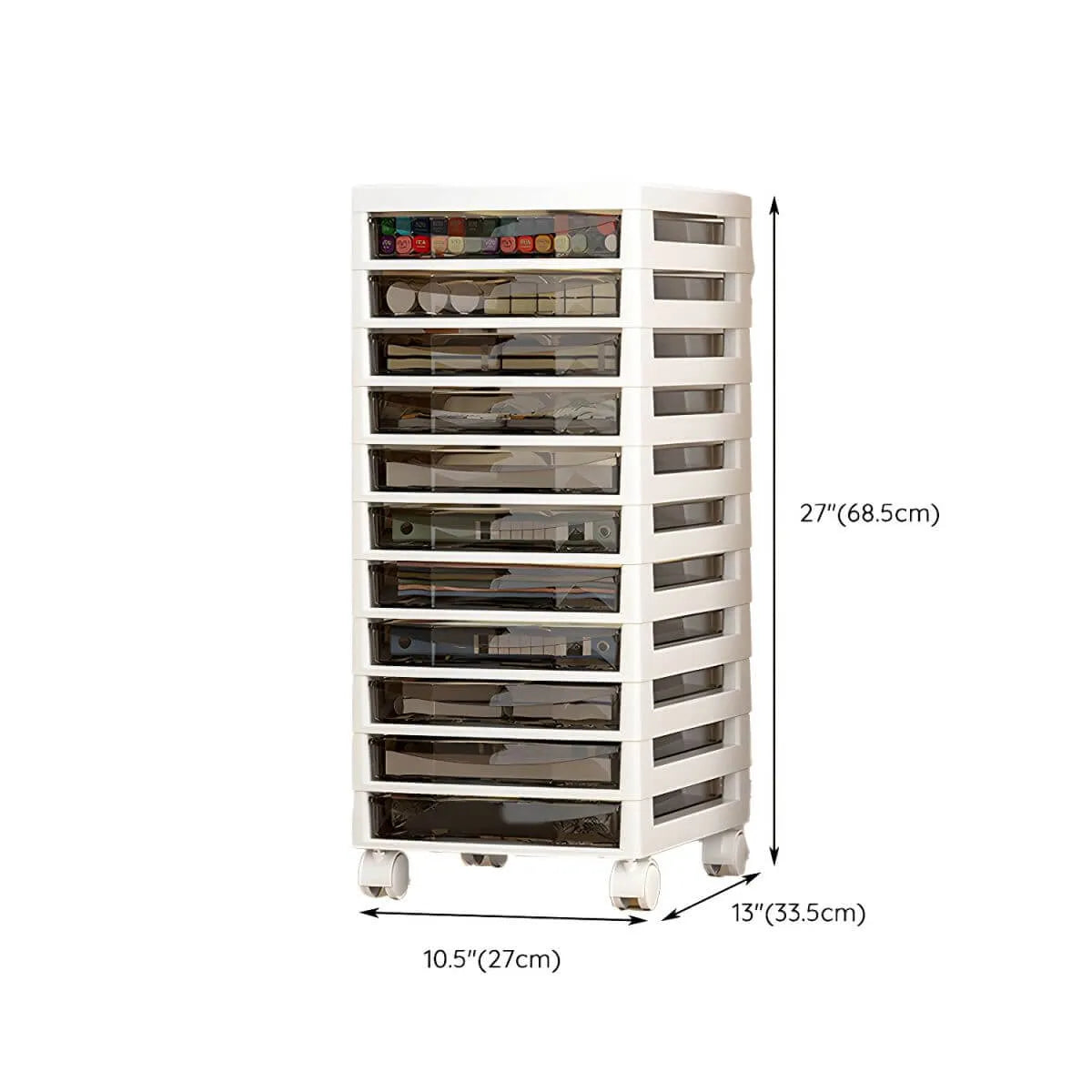 Slim Acrylic Drawer Filing Cabinet With Smoky Clear Fronts Dimensions