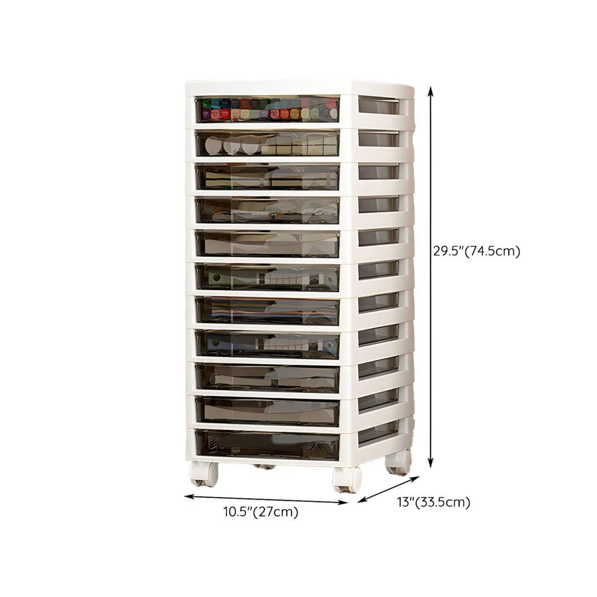 Slim Acrylic Drawer Filing Cabinet With Smoky Clear Fronts Dimensions