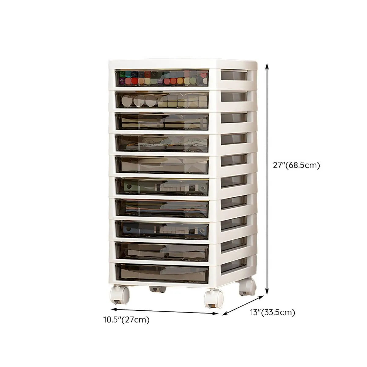 Slim Acrylic Drawer Filing Cabinet With Smoky Clear Fronts Dimensions