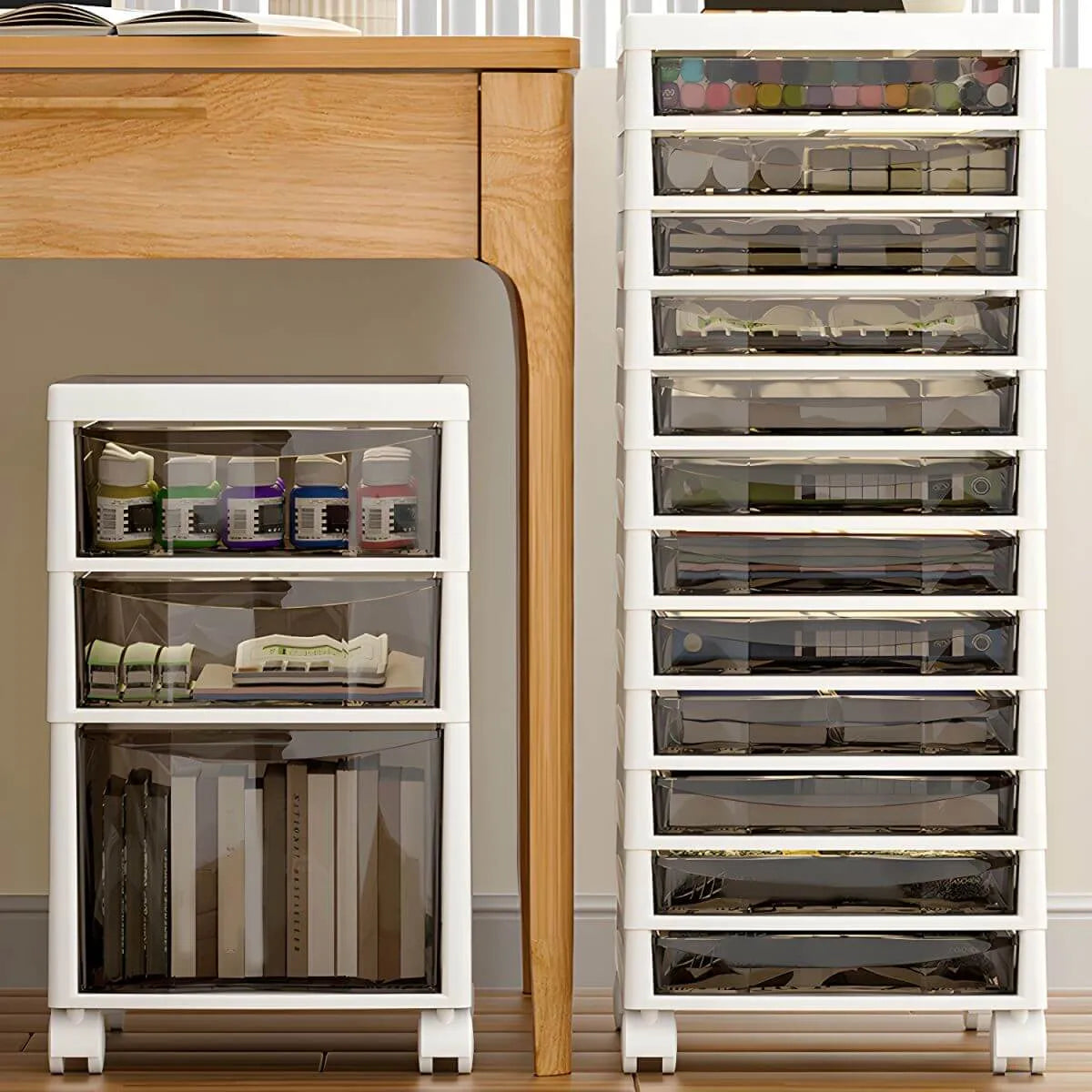 Slim Acrylic Drawer Filing Cabinet With Smoky Clear Fronts Main Product Image Main image