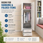 Slim Japandi Wood Armoire Cabinet With Shelves for Small Spaces