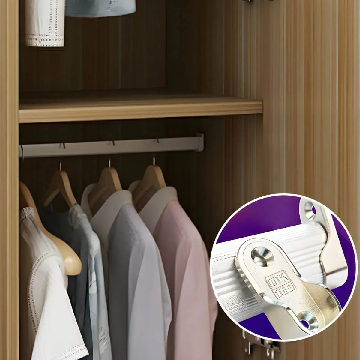 Slim Japandi Wood Armoire Cabinet With Shelves for Small Spaces