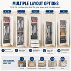 Slim Japandi Wood Armoire Cabinet With Shelves for Small Spaces