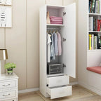 Slim Japandi Wood Armoire Cabinet With Shelves for Small Spaces