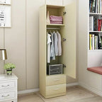 Slim Japandi Wood Armoire Cabinet With Shelves for Small Spaces