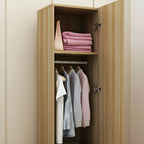 Slim Japandi Wood Armoire Cabinet With Shelves for Small Spaces