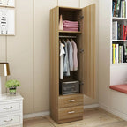 Slim Japandi Wood Armoire Cabinet With Shelves for Small Spaces