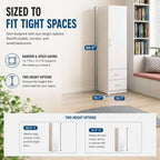 Slim Japandi Wood Armoire Cabinet With Shelves for Small Spaces