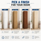 Slim Japandi Wood Armoire Cabinet With Shelves for Small Spaces