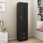 Slim Japandi Wood Armoire Cabinet With Shelves for Small Spaces