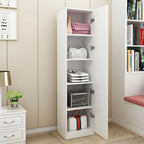 Slim Japandi Wood Armoire Cabinet With Shelves for Small Spaces