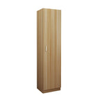 Slim Japandi Wood Armoire Cabinet With Shelves for Small Spaces