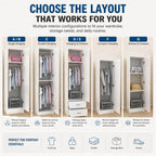 Slim Japandi Wood Armoire Cabinet With Shelves for Small Spaces