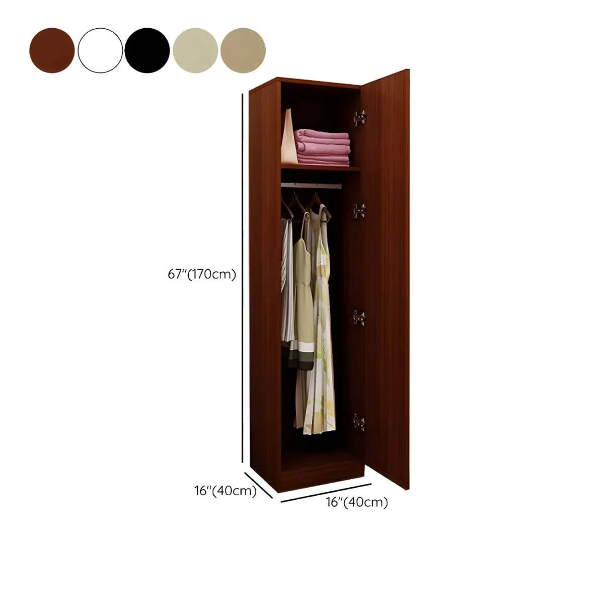 Slim Japandi Wood Armoire Cabinet With Shelves for Small Spaces Dimensions