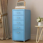 Slim Metal Filing Cabinet With Soft-Close Drawers and Casters
