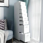 Slim Metal Filing Cabinet With Soft-Close Drawers and Casters