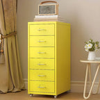 Slim Metal Filing Cabinet With Soft-Close Drawers and Casters