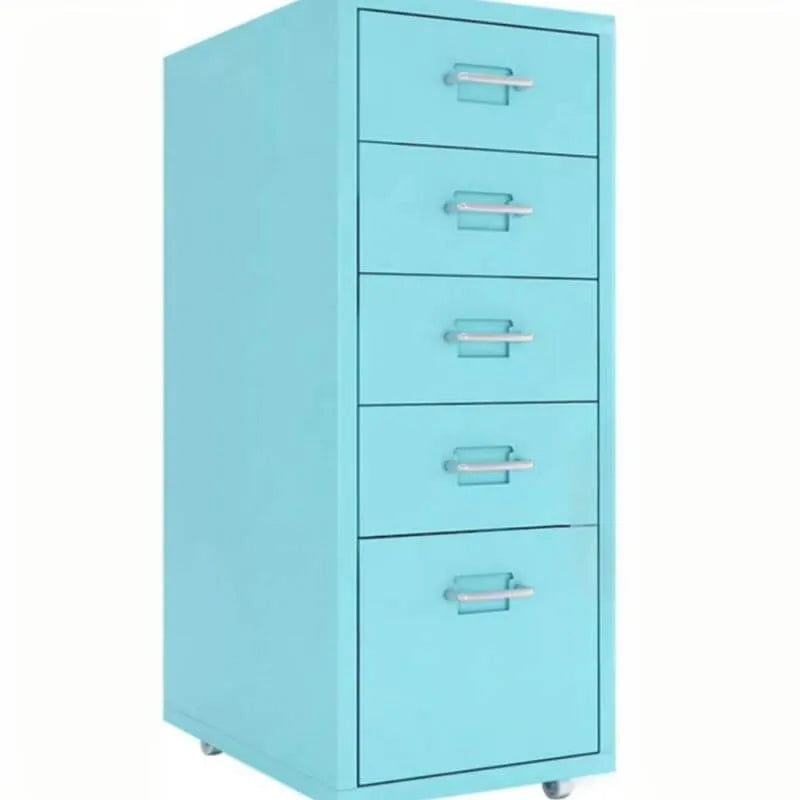 Slim Metal Filing Cabinet With Soft-Close Drawers and Casters
