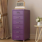 Slim Metal Filing Cabinet With Soft-Close Drawers and Casters