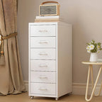 Slim Metal Filing Cabinet With Soft-Close Drawers and Casters