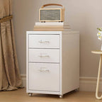 Slim Metal Filing Cabinet With Soft-Close Drawers and Casters
