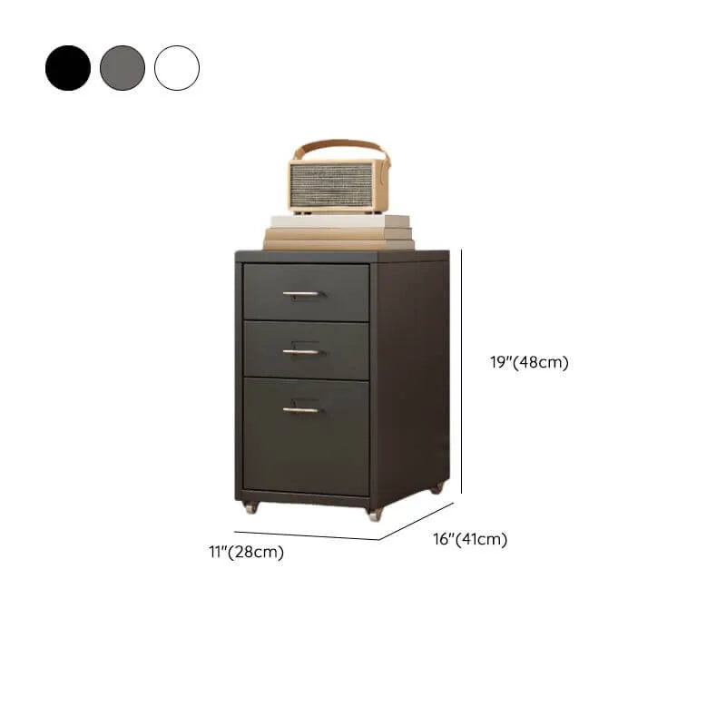 Slim Metal Filing Cabinet With Soft-Close Drawers and Casters Dimensions