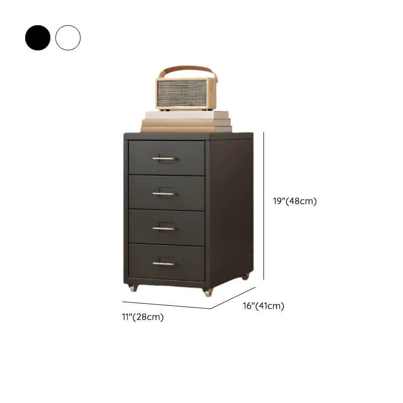 Slim Metal Filing Cabinet With Soft-Close Drawers and Casters Dimensions