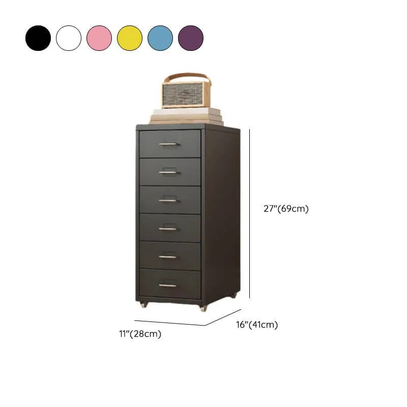 Slim Metal Filing Cabinet With Soft-Close Drawers and Casters Dimensions