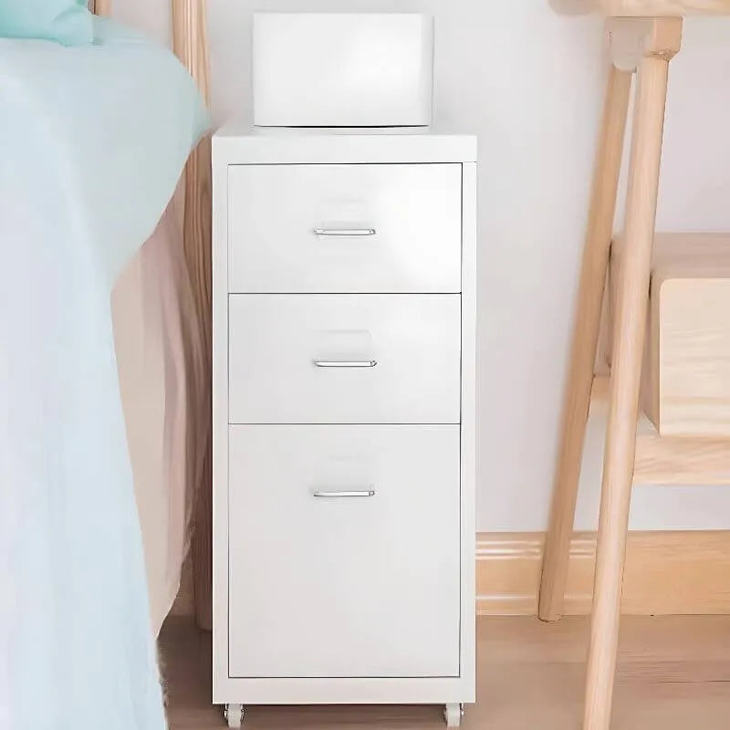 Slim Metal Filing Cabinet With Soft-Close Drawers and Casters Main Product Image Main image