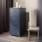 Slim Metal Filing Cabinet With Work Surface and Vertical Storage