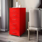Slim Metal Filing Cabinet With Work Surface and Vertical Storage