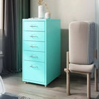 Slim Metal Filing Cabinet With Work Surface and Vertical Storage
