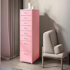 Slim Metal Filing Cabinet With Work Surface and Vertical Storage