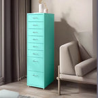 Slim Metal Filing Cabinet With Work Surface and Vertical Storage