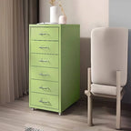 Slim Metal Filing Cabinet With Work Surface and Vertical Storage