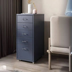 Slim Metal Filing Cabinet With Work Surface and Vertical Storage