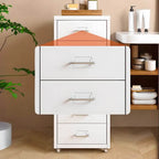Slim Metal Filing Cabinet With Work Surface and Vertical Storage