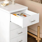 Slim Metal Filing Cabinet With Work Surface and Vertical Storage
