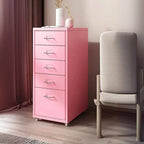 Slim Metal Filing Cabinet With Work Surface and Vertical Storage