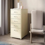 Slim Metal Filing Cabinet With Work Surface and Vertical Storage