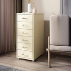 Slim Metal Filing Cabinet With Work Surface and Vertical Storage