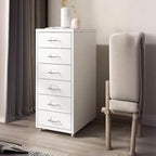 Slim Metal Filing Cabinet With Work Surface and Vertical Storage