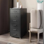 Slim Metal Filing Cabinet With Work Surface and Vertical Storage
