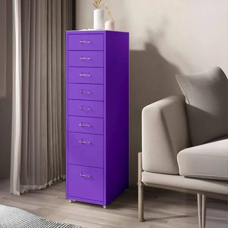 Slim Metal Filing Cabinet With Work Surface and Vertical Storage