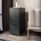 Slim Metal Filing Cabinet With Work Surface and Vertical Storage