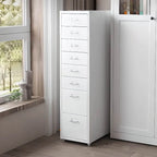 Slim Metal Filing Cabinet With Work Surface and Vertical Storage