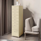 Slim Metal Filing Cabinet With Work Surface and Vertical Storage