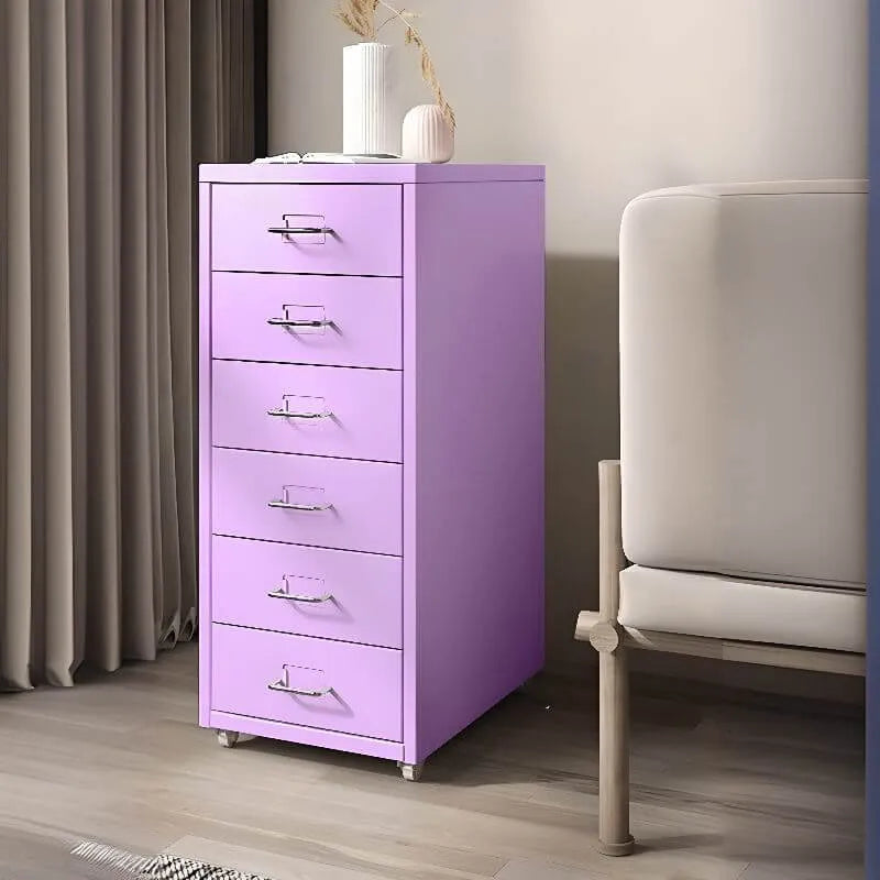 Slim Metal Filing Cabinet With Work Surface and Vertical Storage
