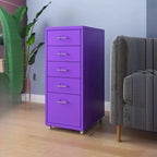 Slim Metal Filing Cabinet With Work Surface and Vertical Storage
