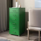 Slim Metal Filing Cabinet With Work Surface and Vertical Storage